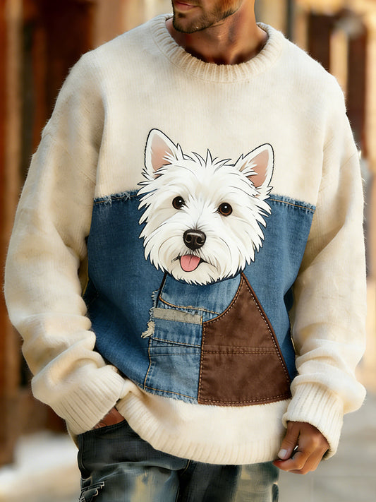 Comfortabele gebreide top in retrostijl met dierenprint